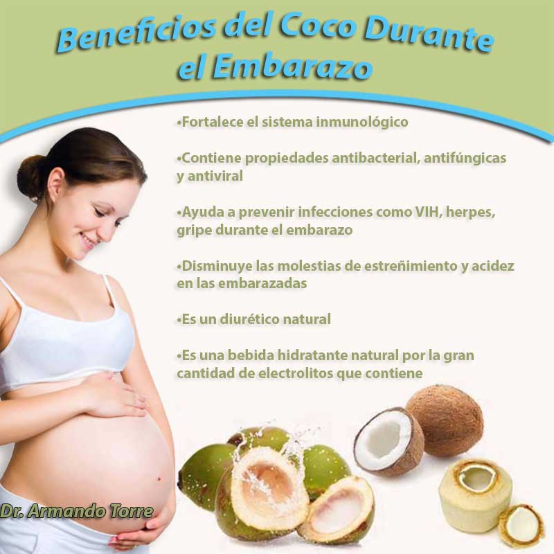 beneficios del agua de coco en el embarazo